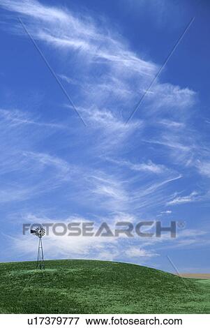 Stock Photo - washington, wheat, palouse, sky, fields, windmill. Fotosearch