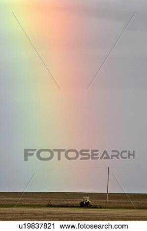 Stock Image - western, prairies, saskatchewan, southern, scenic, rainbow. Fotosearch