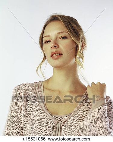 white, beautiful, studio, female, woman, portrait View Large Photo Image Stock Photograph - white, beautiful, studio, female, woman, portrait. Fotosearch