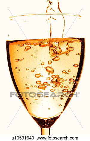Stock Image - wine, vin, glass, poured, white. Fotosearch