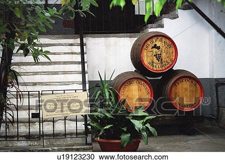 Stock Image - winery, casks, blandy, old, entrance, wine. Fotosearch