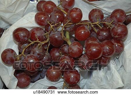Stock Image - accessory, grapes, bunch, food, fruit, red. Fotosearch