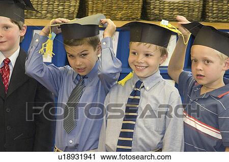 Stock Image - age, ceremony, graduation, enjoy, kids. Fotosearch