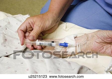 Stock Image - arm, medication, shunt, through, given, pain. Fotosearch