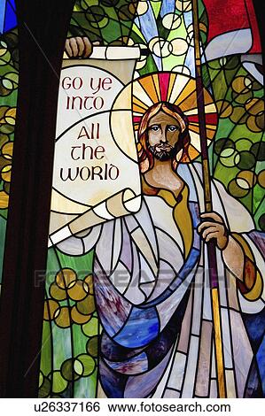 banner, glass, holding, christ, window, stain View Large Photo Image Stock Photograph - banner, glass, holding, christ, window, stain. Fotosearch