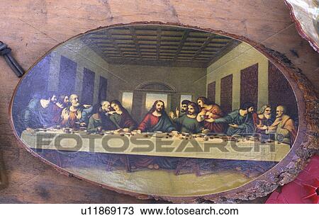 Stock Image - battle, last, wood, painted, supper, picture. Fotosearch