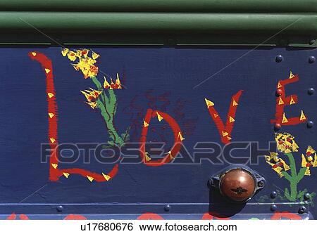 Stock Photograph - beast, love, heart, flowers, spring, painted. Fotosearch