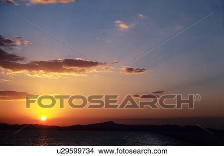 Picture - brilliant, sunrise, bright, beautiful, august, sunset. Fotosearch