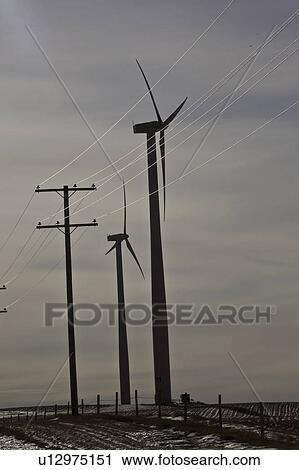 Stock Image - canada, electrical, saskatchewan, generrators, generrator, windmill. Fotosearch