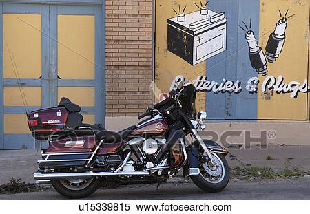 Stock Photography - car, davidson, abandoned, front, sidewalk, harley. Fotosearch
