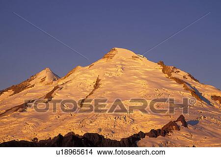 Picture - cascade, landscape, sunrise, baker, mountain, pink. Fotosearch