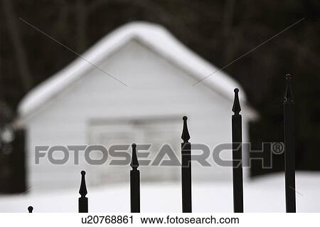 Stock Image - cemetery, cemetary, winter, gate. Fotosearch