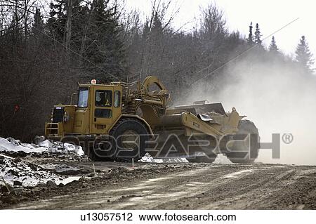 Stock Image - construction, logging, winter, road. Fotosearch