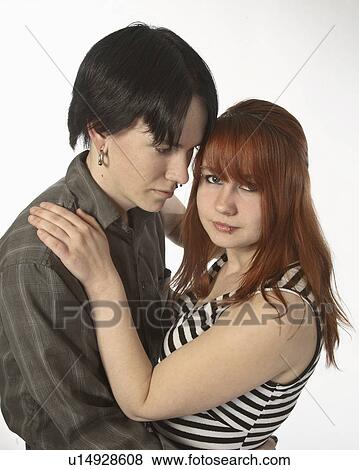 Stock Photo - couple, moose, teenagers, hugging, young. Fotosearch