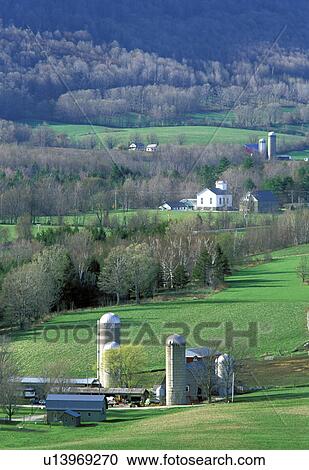 Stock Image - crops, barn, county, corners, church, agriculture. Fotosearch
