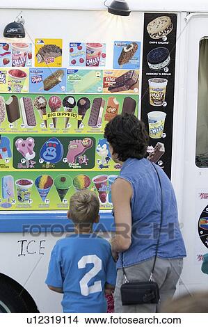 Picture - deciding, truck, cream, ice, mother. Fotosearch