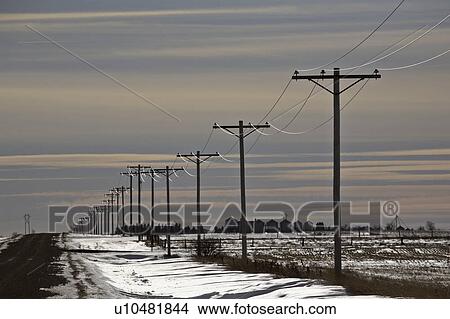 Picture - ditch, day, snow, road, coutry, winter. Fotosearch