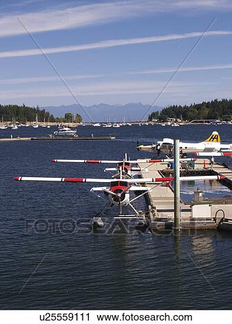 Stock Image - docked, british, nanaimo, harbor, seaplanes. Fotosearch