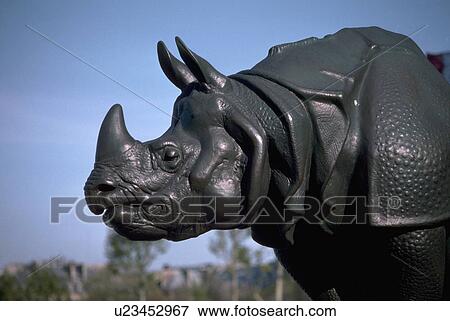 Stock Photo - dorsay, rhino, musee, sculpture, statue, bronze. Fotosearch