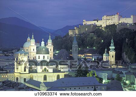 europe, salzburg, architecture, austria, twilight, oldtown View Large Photo Image Picture - europe, salzburg, architecture, austria, twilight, oldtown. Fotosearch