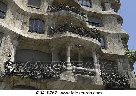 Stock Image - fantastic, pedrera, expressionistic, cornet, antoni, casa. Fotosearch
