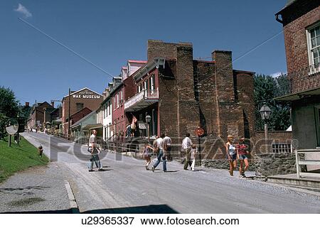 Stock Photo - ferry, scene, harpers, town, historical, street. Fotosearch