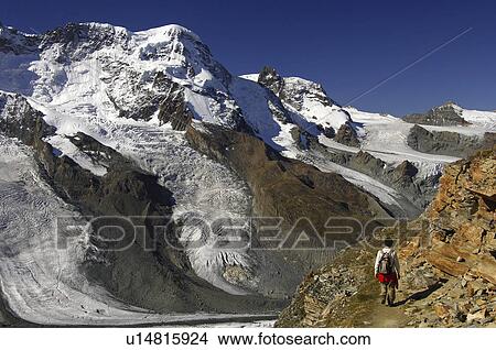 Picture - glacier, peaks, matterhorn, klein, breithorn, gornergrat. Fotosearch