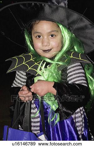 halloween, trick, costumed, witch, treating, young View Large Photo Image Stock Photo - halloween, trick, costumed, witch, treating, young. Fotosearch