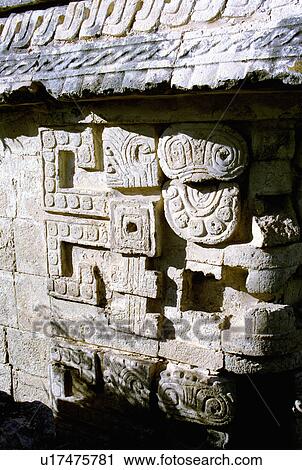 Stock Image - hispanic, carvings, mexico, itza, chichen, stone. Fotosearch
