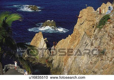 Stock Image - hispanic, quebrada, mexico, america, central, acapulco. Fotosearch