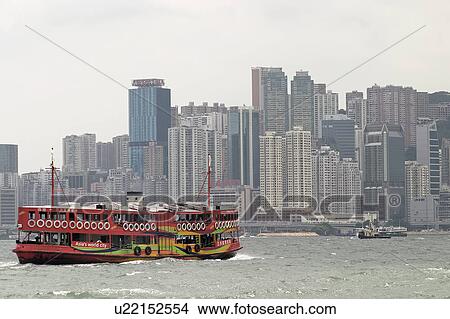 Picture - hong, ferry, below, harbour, victoria, star. Fotosearch