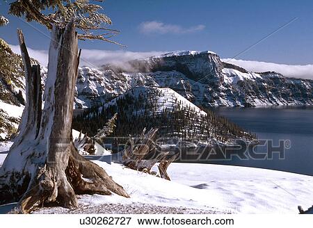 Stock Photo - island, lake, oregon, park, national, crater. Fotosearch