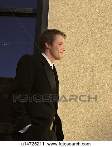 Stock Image - jaw, leaning, moose, photographed, building, groom. Fotosearch
