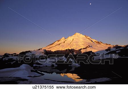 Stock Photography - lake, cascades, pink, mt, washington, mountain. Fotosearch