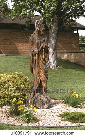 Stock Image - lamb, jesus, holding, shepherd, good, sculpture. Fotosearch