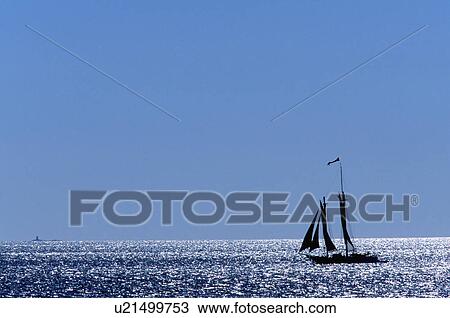 Stock Image - maine, sailing, one, schooner, boat, solitude. Fotosearch