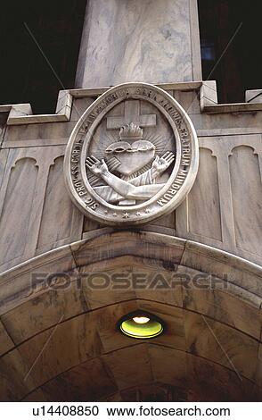 Stock Image - mary, sign, basilica, church, door, catholic. Fotosearch