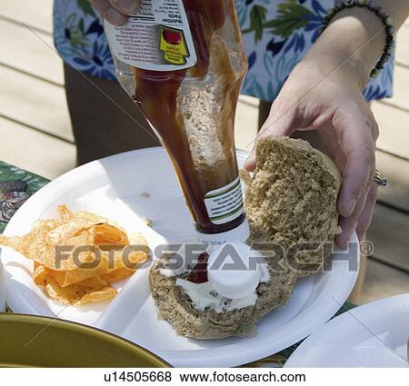 minnesota, catsup, clitherall, chips, bun, dispensing View Large Photo Image Stock Photo - minnesota, catsup, clitherall, chips, bun, dispensing. Fotosearch