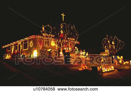 Stock Photo - minnesota, decorated, paul, christmas, lights, house. Fotosearch