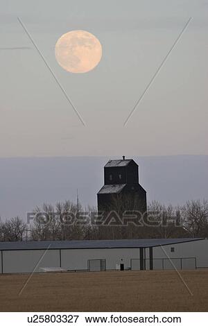 Stock Photo - moon, scenic, elevator, grain, full. Fotosearch