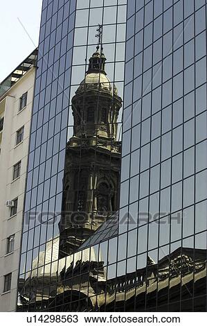 Stock Image - new, reflected, top, church, old. Fotosearch