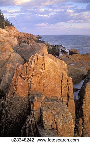 Stock Image - park, maine, acadia, granite, beach, hancock. Fotosearch