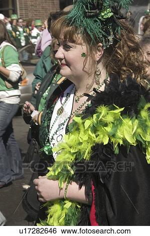 Stock Photograph - patricks, female, saint, st, dressed, woman. Fotosearch