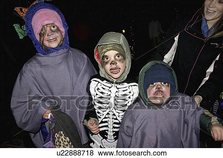 Stock Photo - paul, ghouls, treaters, trick, skeleton, halloween. Fotosearch