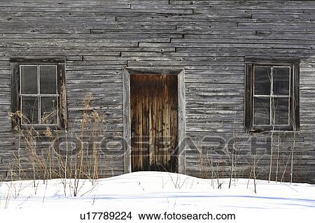 Picture - pioneer, snow, house, farm, snowdrifts. Fotosearch