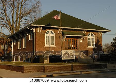 Stock Photo - public, town, carnagie, usa, indiana, small. Fotosearch