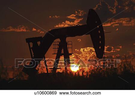 Stock Photo - pump, setting, oil, mission, behind, sun. Fotosearch