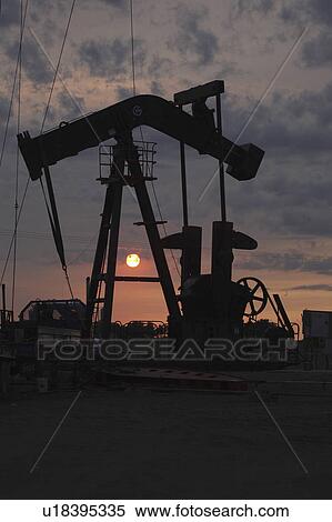 Stock Photography - pump, setting, oil, mission, behind, sun. Fotosearch
