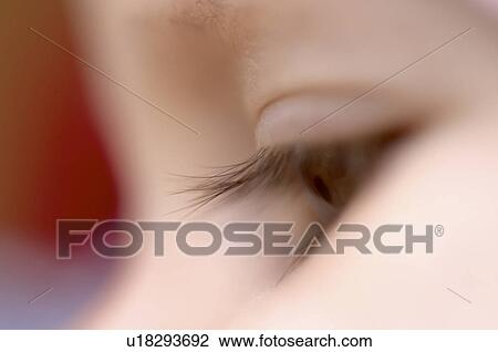 Stock Image - released, month, eye, closeup, model. Fotosearch
