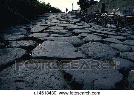 Stock Image - rome, detail, way, appian, cobblestone, closeup. Fotosearch